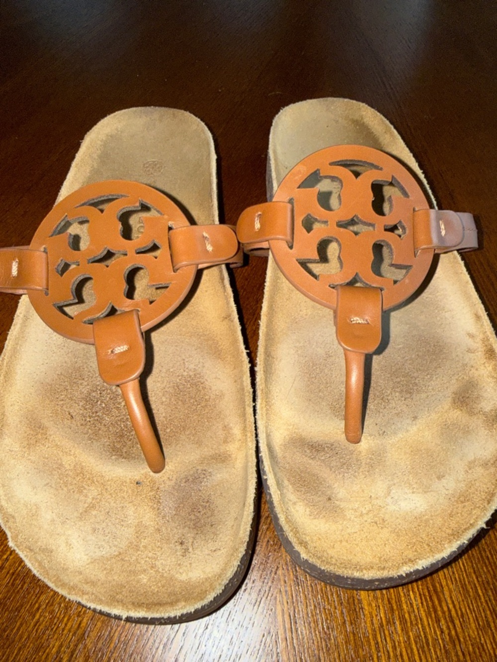 Tory Burch Miller Cloud -  Classic Cuoio-Leather Slide Sandals (box included) - Picture 2 of 5